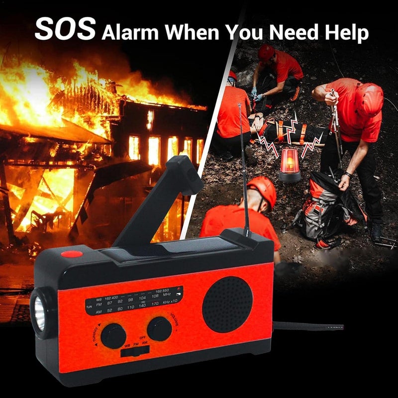 ويوبلز راديو يعمل بالطاقة الشمسية بسعة 2000 مللي أمبير، مزود ببطارية NOAA، راديو طوارئ للأحوال الجوية، مصباح يدوي، بنك طاقة محمول، منبه SOS، راديو AM/FM، ومصباح LED للطوارئ الخارجية. - Image 2